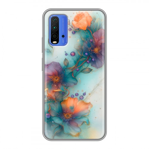 Дизайнерский силиконовый чехол для Xiaomi RedMi 9T Акварельные цветы
