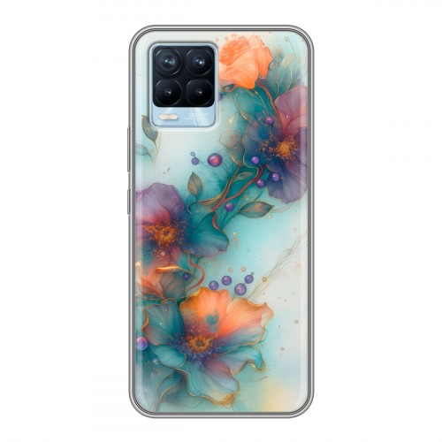 Дизайнерский силиконовый чехол для Realme 8 Акварельные цветы