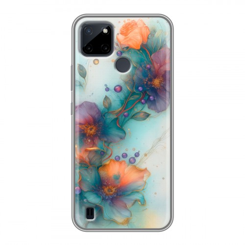 Дизайнерский силиконовый чехол для Realme C21Y Акварельные цветы