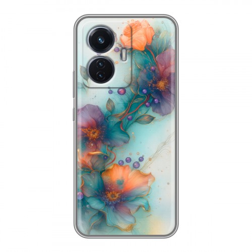 Дизайнерский силиконовый чехол для Vivo T1 Акварельные цветы