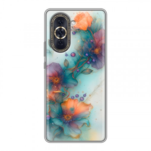 Дизайнерский силиконовый с усиленными углами чехол для Huawei Nova 10 Акварельные цветы