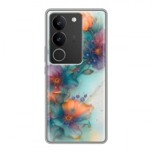 Дизайнерский силиконовый чехол для Vivo S17 Акварельные цветы