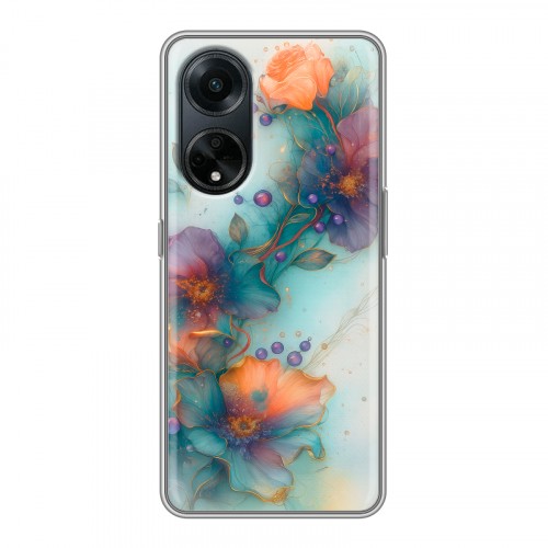 Дизайнерский силиконовый чехол для OPPO A98 Акварельные цветы