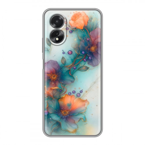 Дизайнерский силиконовый чехол для OPPO A38 4G Акварельные цветы