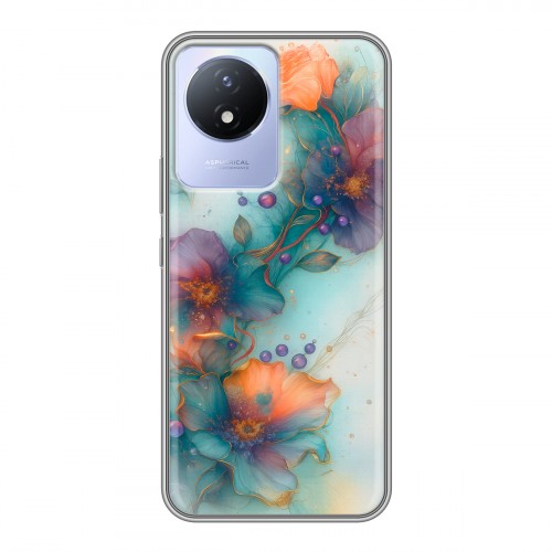 Дизайнерский силиконовый чехол для Vivo Y11 (2023) Акварельные цветы