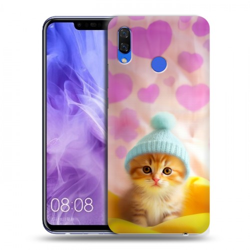 Дизайнерский пластиковый чехол для Huawei Nova 3i Котик в шапке