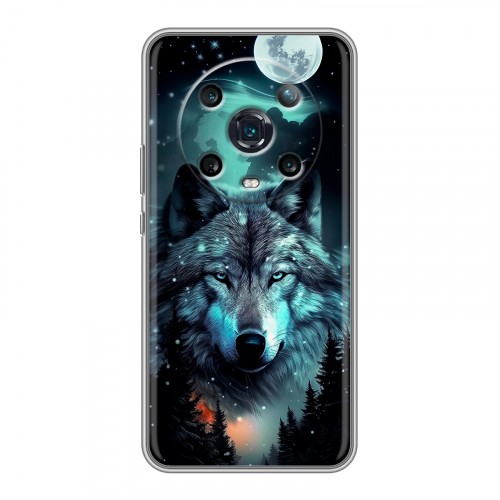 Дизайнерский силиконовый чехол для Huawei Honor Magic 4 Pro Волк и луна