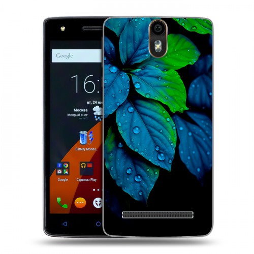 Дизайнерский силиконовый чехол для Wileyfox Storm Листья и роса