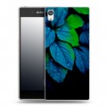 Дизайнерский пластиковый чехол для Sony Xperia E5 Листья и роса