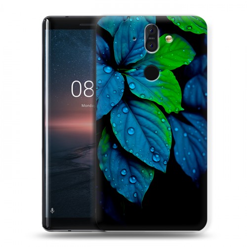 Дизайнерский силиконовый чехол для Nokia 8 Sirocco Листья и роса