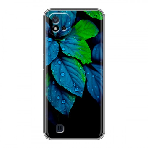 Дизайнерский силиконовый чехол для Realme C20 Листья и роса