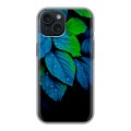 Дизайнерский силиконовый чехол для Iphone 15 Листья и роса