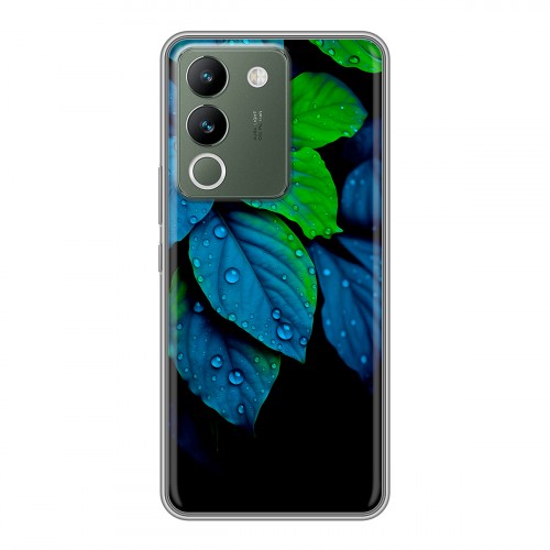 Дизайнерский силиконовый чехол для Vivo V29e Листья и роса