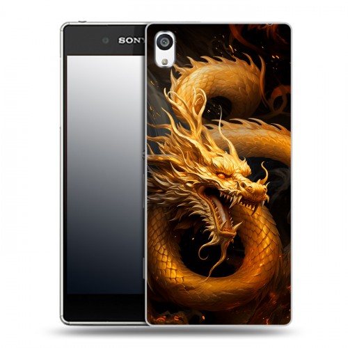 Дизайнерский пластиковый чехол для Sony Xperia E5 Золотой дракон