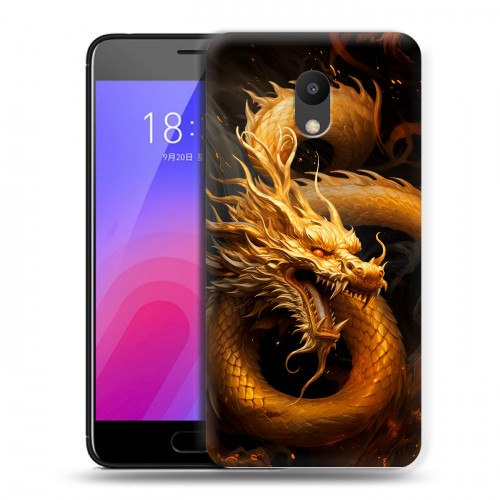 Дизайнерский пластиковый чехол для Meizu M6 Золотой дракон