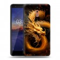 Дизайнерский силиконовый чехол для Nokia 2.1 Золотой дракон