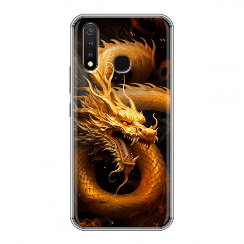 Дизайнерский силиконовый чехол для Vivo Y19 Золотой дракон