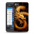 Дизайнерский пластиковый чехол для BlackBerry Z10 Золотой дракон