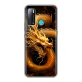 Дизайнерский силиконовый с усиленными углами чехол для Tecno Pouvoir 4 Золотой дракон