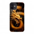 Дизайнерский силиконовый с усиленными углами чехол для Iphone 12 Mini Золотой дракон