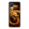 Дизайнерский силиконовый чехол для OPPO A15 Золотой дракон