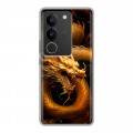 Дизайнерский силиконовый с усиленными углами чехол для Vivo V29 Золотой дракон
