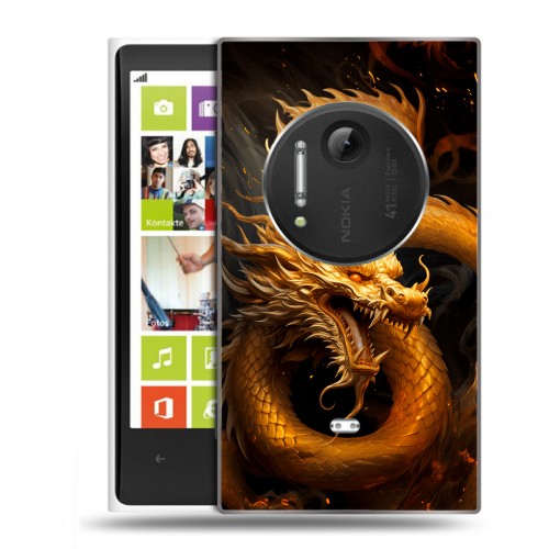 Дизайнерский силиконовый чехол для Nokia Lumia 1020 Золотой дракон