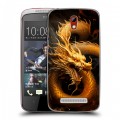 Дизайнерский пластиковый чехол для HTC Desire 500 Золотой дракон