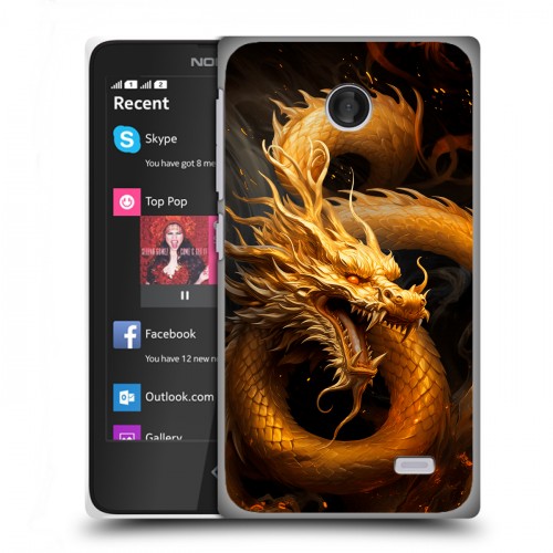 Дизайнерский пластиковый чехол для Nokia X Золотой дракон
