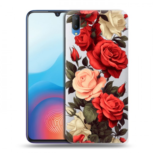 Полупрозрачный дизайнерский пластиковый чехол для Vivo V11 Розы