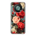 Полупрозрачный дизайнерский силиконовый чехол для Huawei Nova Y90 Розы