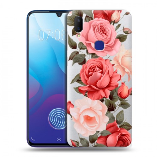 Полупрозрачный дизайнерский пластиковый чехол для Vivo V11i Розы