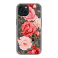 Полупрозрачный дизайнерский пластиковый чехол для Iphone 15 Розы