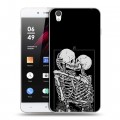 Дизайнерский пластиковый чехол для OnePlus X Поцелуй скелетов