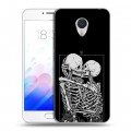 Дизайнерский пластиковый чехол для Meizu M3E Поцелуй скелетов