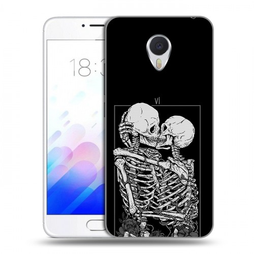 Дизайнерский пластиковый чехол для Meizu M3E Поцелуй скелетов