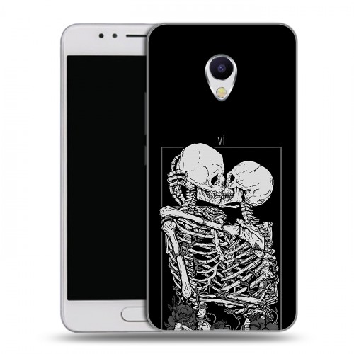 Дизайнерский пластиковый чехол для Meizu M5s Поцелуй скелетов