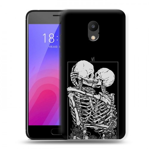 Дизайнерский пластиковый чехол для Meizu M6 Поцелуй скелетов