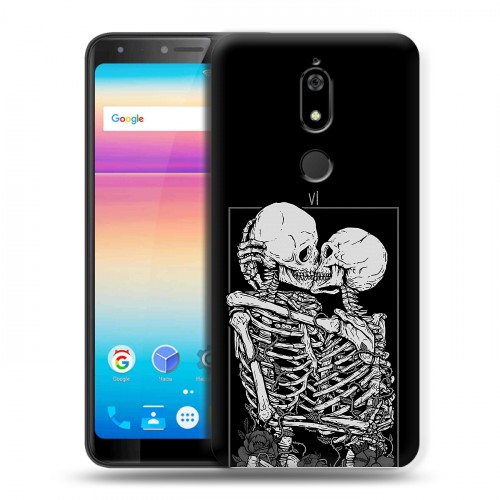 Дизайнерский силиконовый чехол для BQ Space X Поцелуй скелетов