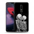 Дизайнерский пластиковый чехол для OnePlus 6 Поцелуй скелетов