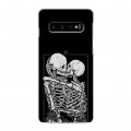 Дизайнерский силиконовый с усиленными углами чехол для Samsung Galaxy S10 Поцелуй скелетов