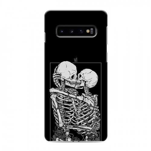 Дизайнерский силиконовый с усиленными углами чехол для Samsung Galaxy S10 Поцелуй скелетов