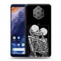 Дизайнерский пластиковый чехол для Nokia 9 PureView Поцелуй скелетов