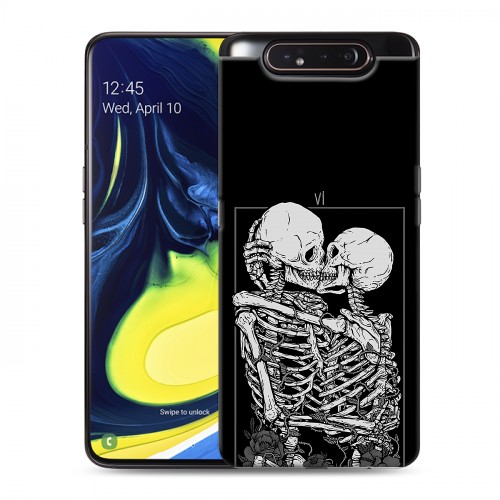 Дизайнерский пластиковый чехол для Samsung Galaxy A80 Поцелуй скелетов