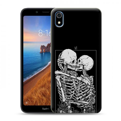 Дизайнерский пластиковый чехол для Xiaomi RedMi 7A Поцелуй скелетов