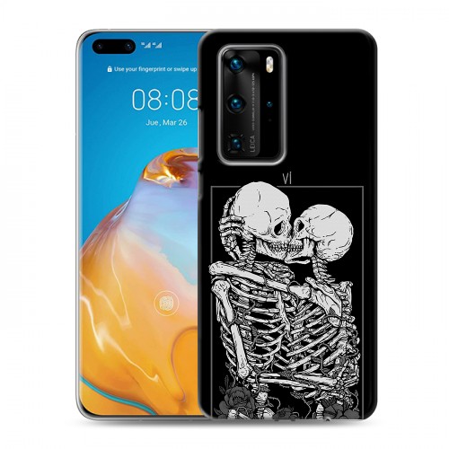 Дизайнерский пластиковый чехол для Huawei P40 Pro Поцелуй скелетов