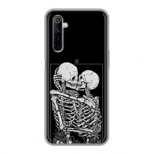 Дизайнерский силиконовый с усиленными углами чехол для Realme 6 Поцелуй скелетов