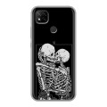 Дизайнерский силиконовый чехол для Xiaomi RedMi 9C Поцелуй скелетов