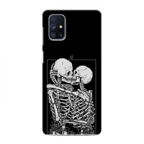 Дизайнерский пластиковый чехол для Samsung Galaxy M51 Поцелуй скелетов