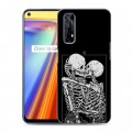 Дизайнерский силиконовый чехол для Realme 7 Поцелуй скелетов